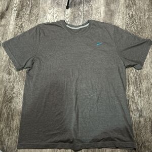 Nike Women's Gray Tee with Blue Swoosh